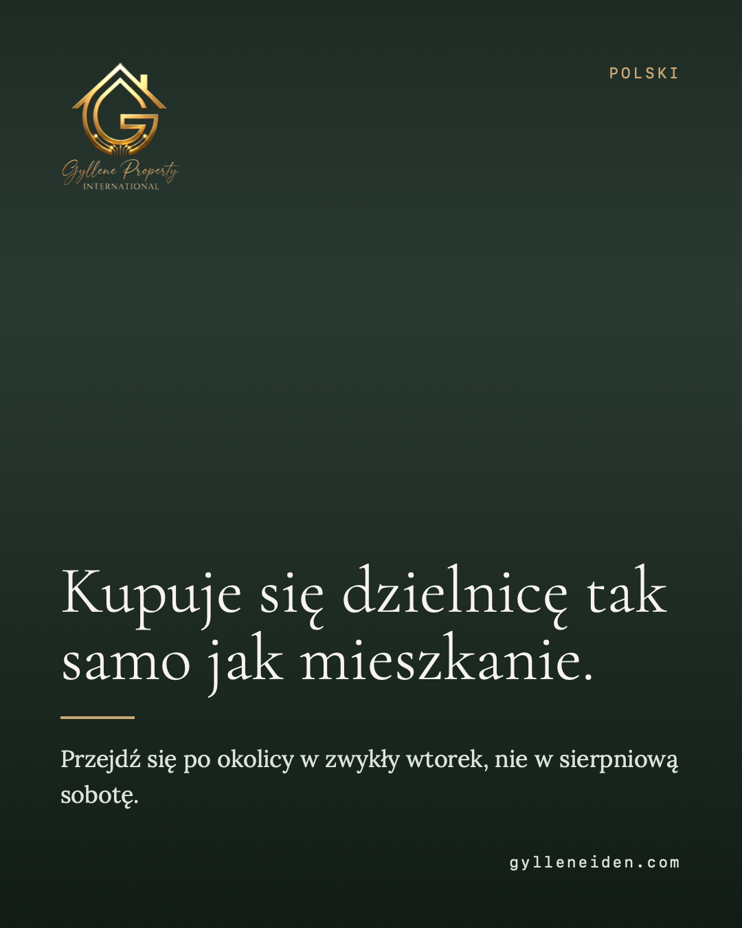 Kupujesz okolicę, nie tylko mieszkanie. Mieszkanie możesz wyremontować. Sąsiedztwa nie zmienisz. Sprawdź, jak wygląda ulica we wtorek o siedemnastej, a nie tylko w niedzielę rano. Ile trwa droga do sklepu. Czy latem jest tu tłok. Chodzimy z klientami po okolicy, zanim obejrzymy wnętrze. Torremolinos, Málaga, Fuengirola, Benalmádena, Marbella.