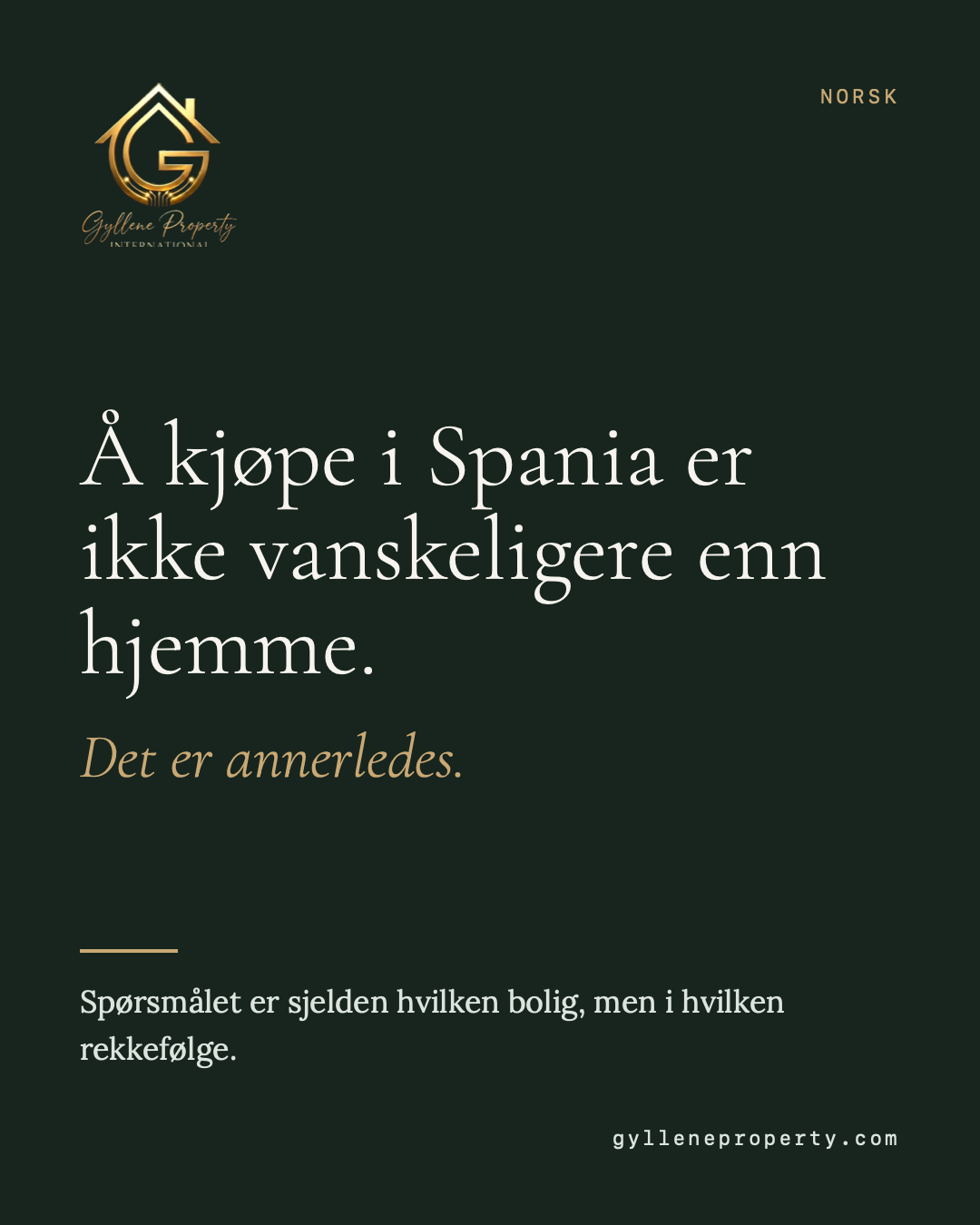 Å selge en bolig er det samme håndverket uansett hvor den ligger. Verdivurdering som holder. Papirene i orden før visning. En kjøper som faktisk kan betale. Vi selger boliger i Skåne. Skal du kjøpe i Spania, setter vi deg i kontakt med vår spanske kollega — det er et eget selskap, med egen lisens, i Torremolinos.